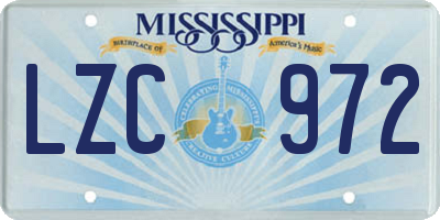 MS license plate LZC972