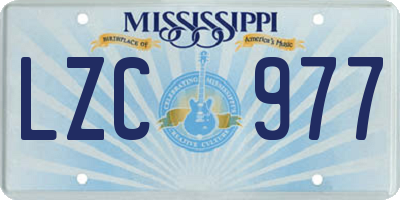 MS license plate LZC977