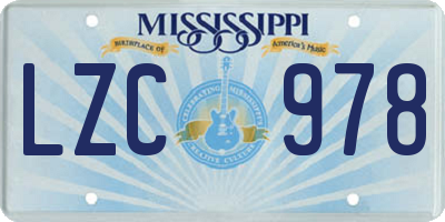 MS license plate LZC978