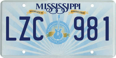 MS license plate LZC981