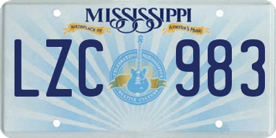 MS license plate LZC983