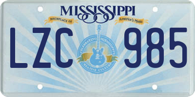 MS license plate LZC985