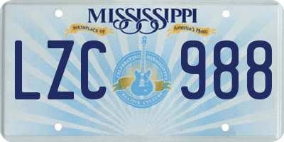 MS license plate LZC988