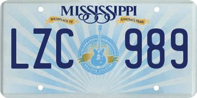 MS license plate LZC989