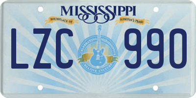 MS license plate LZC990