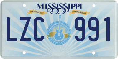 MS license plate LZC991