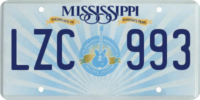 MS license plate LZC993