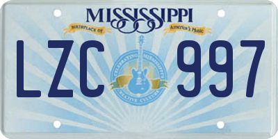 MS license plate LZC997