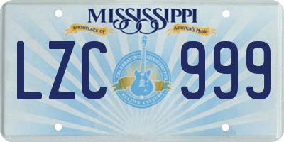 MS license plate LZC999