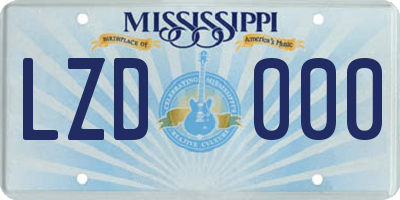 MS license plate LZD000