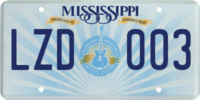 MS license plate LZD003