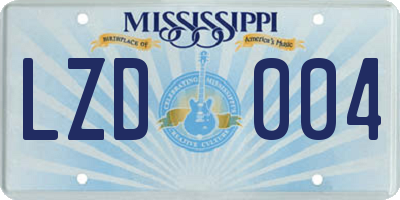 MS license plate LZD004