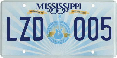 MS license plate LZD005