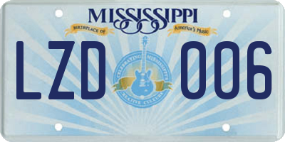 MS license plate LZD006