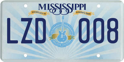 MS license plate LZD008