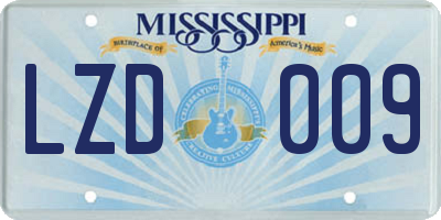MS license plate LZD009