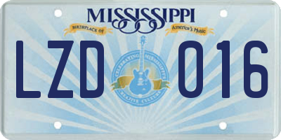 MS license plate LZD016