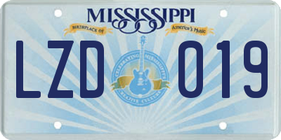 MS license plate LZD019