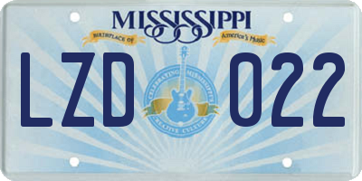 MS license plate LZD022