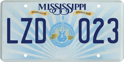 MS license plate LZD023