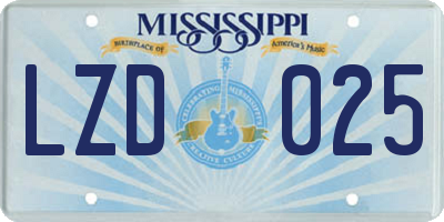 MS license plate LZD025