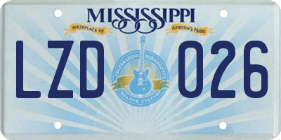 MS license plate LZD026