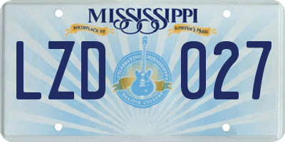MS license plate LZD027