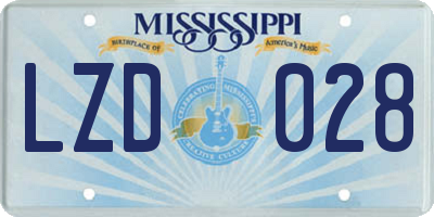 MS license plate LZD028
