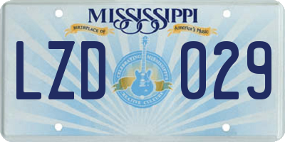 MS license plate LZD029