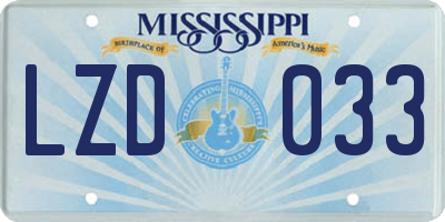 MS license plate LZD033