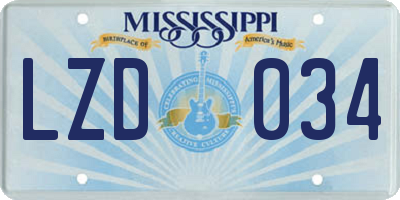 MS license plate LZD034