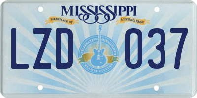 MS license plate LZD037