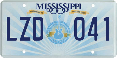 MS license plate LZD041