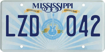 MS license plate LZD042