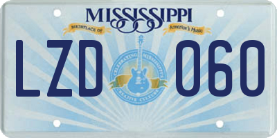 MS license plate LZD060