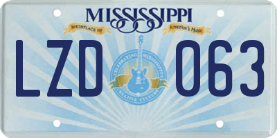 MS license plate LZD063