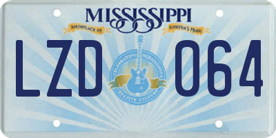 MS license plate LZD064