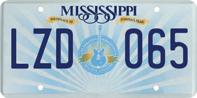 MS license plate LZD065