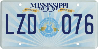 MS license plate LZD076