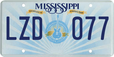 MS license plate LZD077