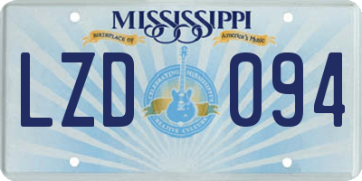 MS license plate LZD094