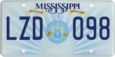 MS license plate LZD098