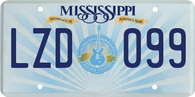 MS license plate LZD099