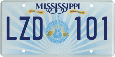 MS license plate LZD101