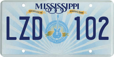 MS license plate LZD102