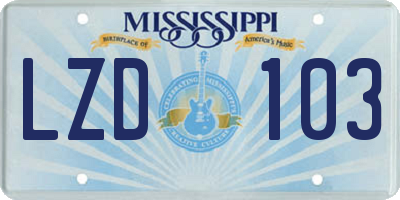 MS license plate LZD103