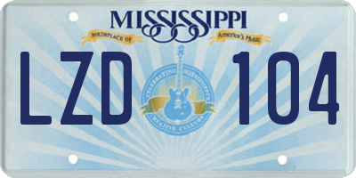 MS license plate LZD104