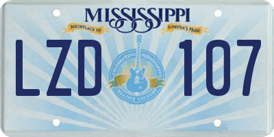 MS license plate LZD107