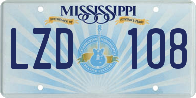 MS license plate LZD108
