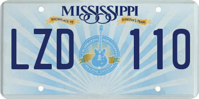 MS license plate LZD110